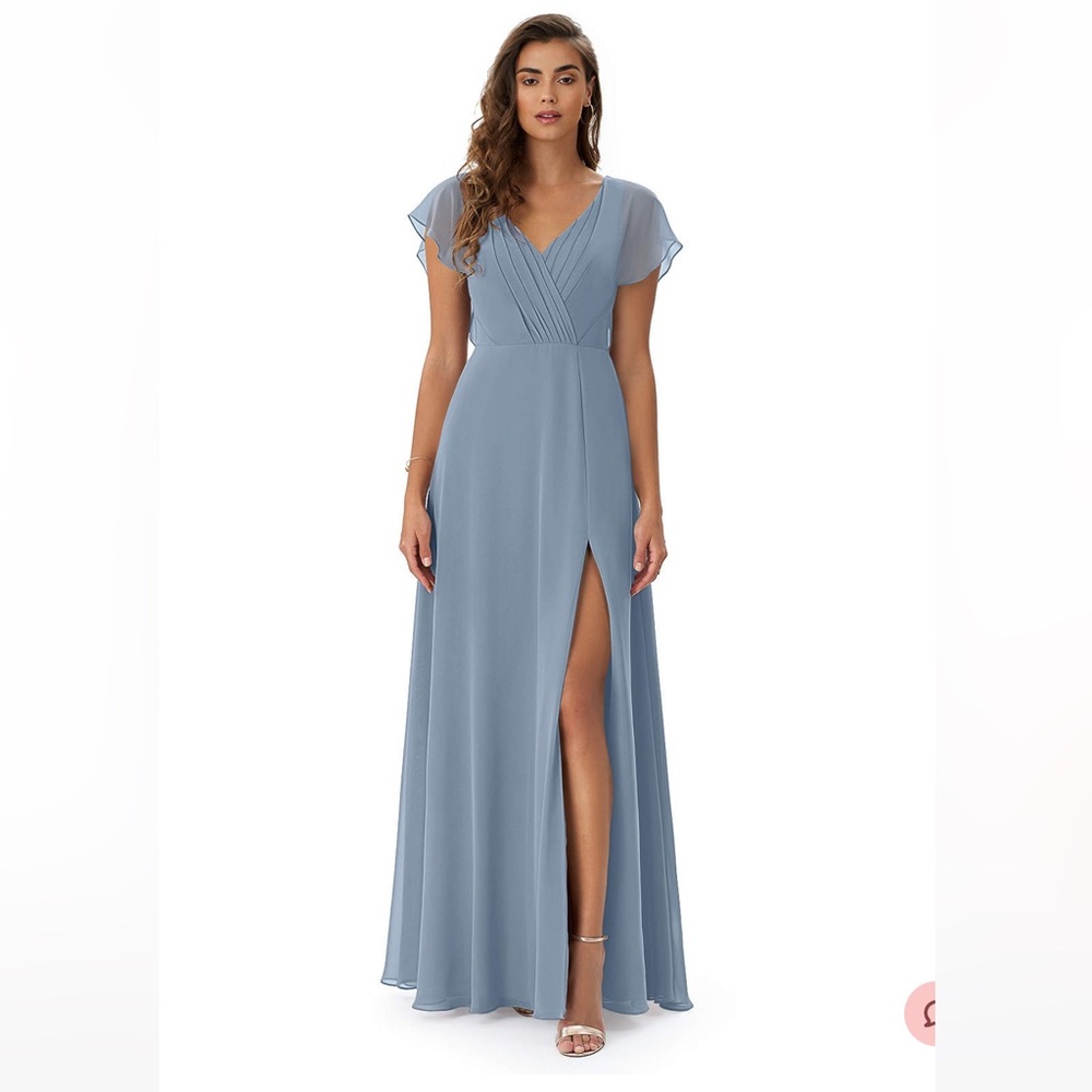 Azazie Rylee Bridesmaid Dress, Dusty Blue, Size 20. Never worn w/ tags still on